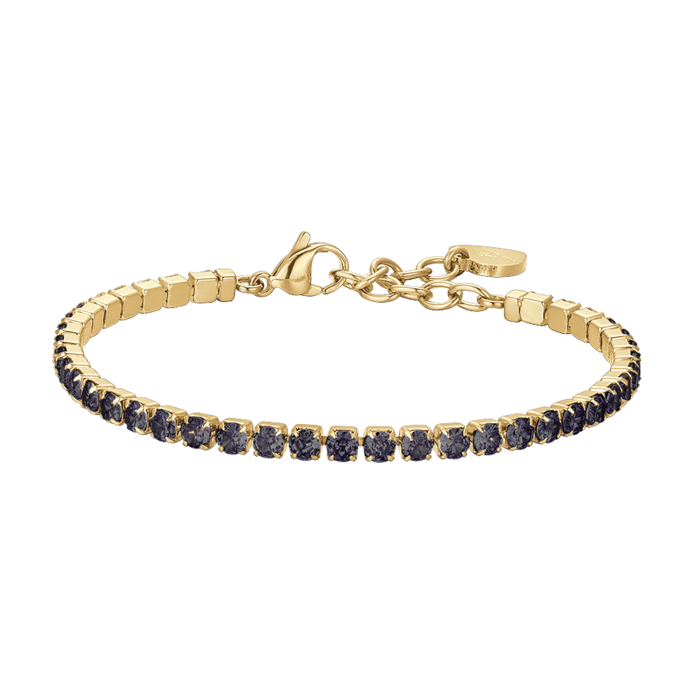 Bracciale Tennis Luca Barra Pvd Oro Cristalli Neri