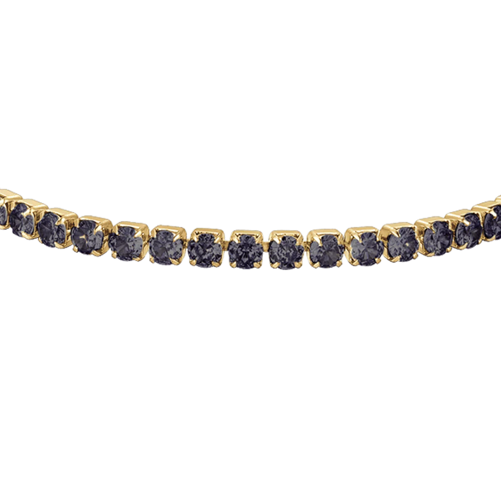 Bracciale Tennis Luca Barra Pvd Oro Cristalli Neri