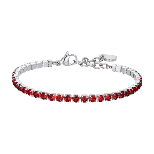 Bracciale Tennis Luca Barra Acciaio Cristalli Rossi
