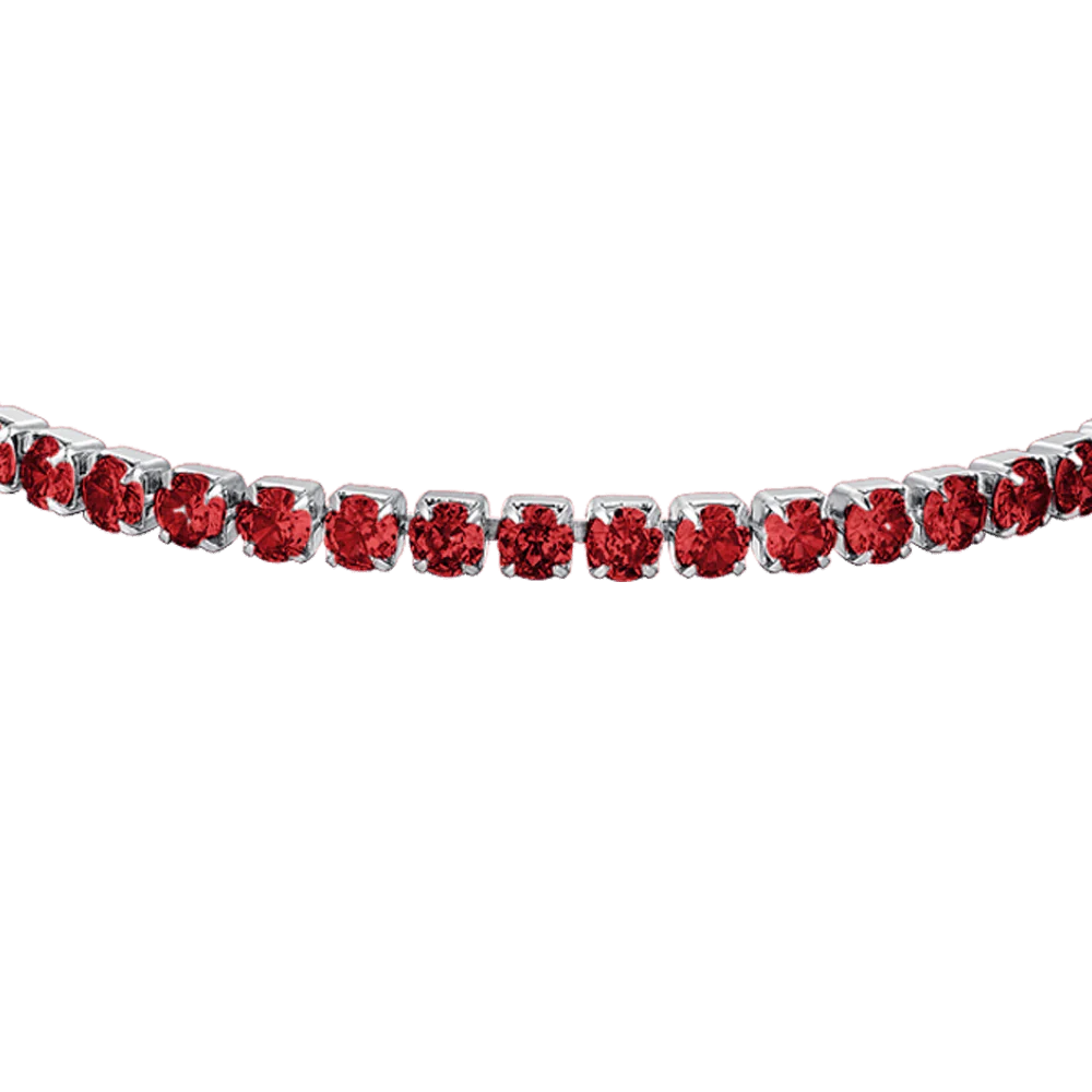 Bracciale Tennis Luca Barra Acciaio Cristalli Rossi