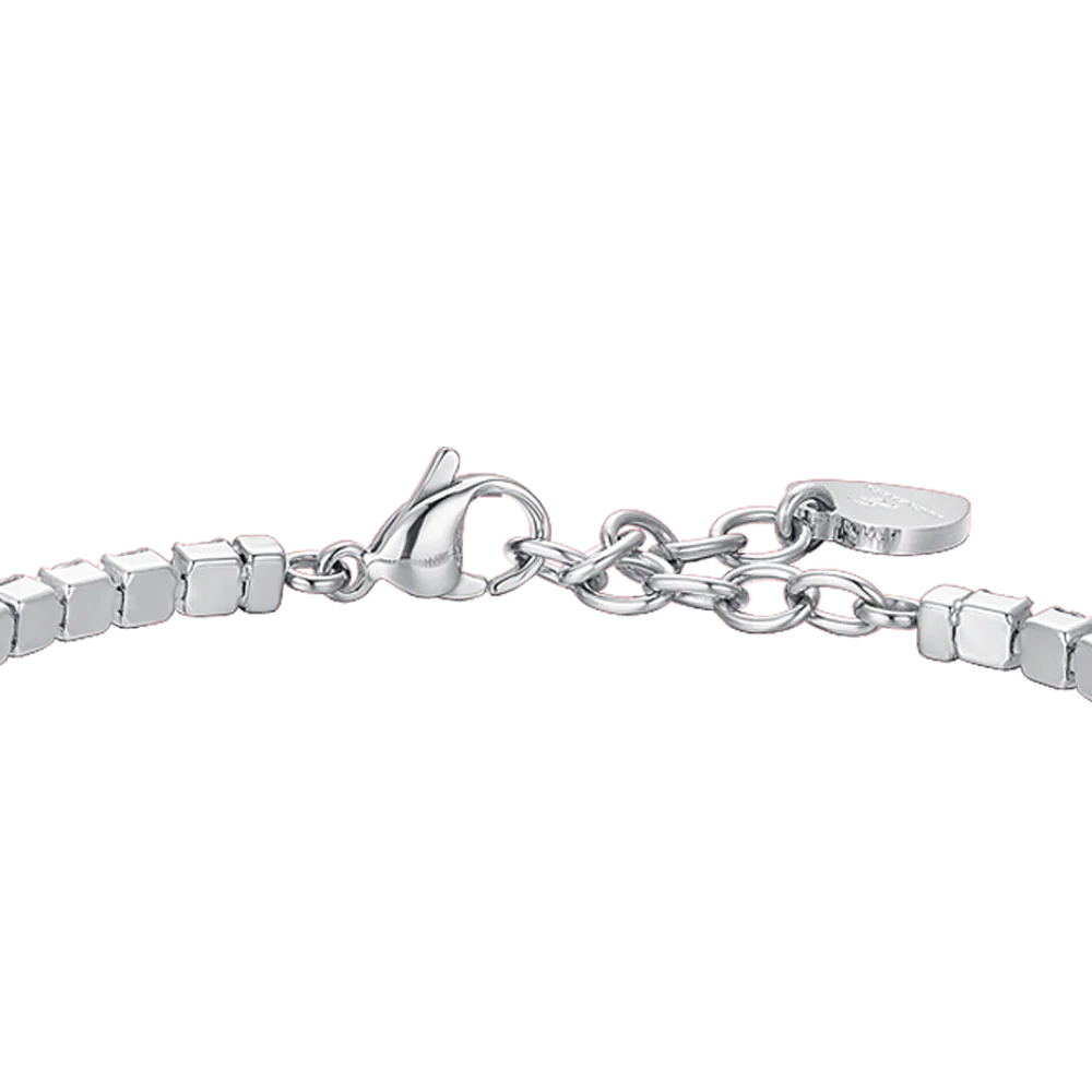 Bracciale Tennis Luca Barra Acciaio Cristalli Rossi