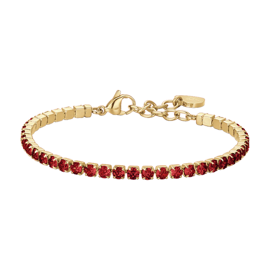 Bracciale Tennis Luca Barra Acciaio Pvd Oro Cristalli Rossi