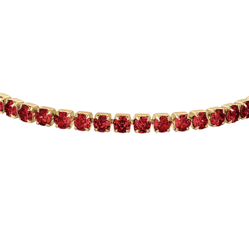 Bracciale Tennis Luca Barra Acciaio Pvd Oro Cristalli Rossi