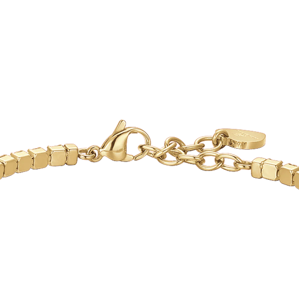 Bracciale Tennis Luca Barra Acciaio Pvd Oro Cristalli Rossi
