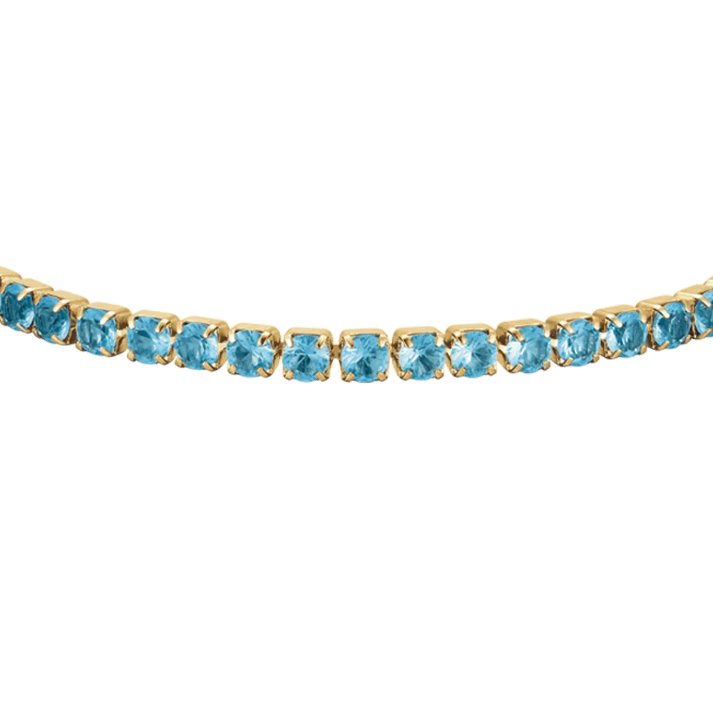 Bracciale Tennis Luca Barra Acciaio Pvd Oro Cristalli Azzurri