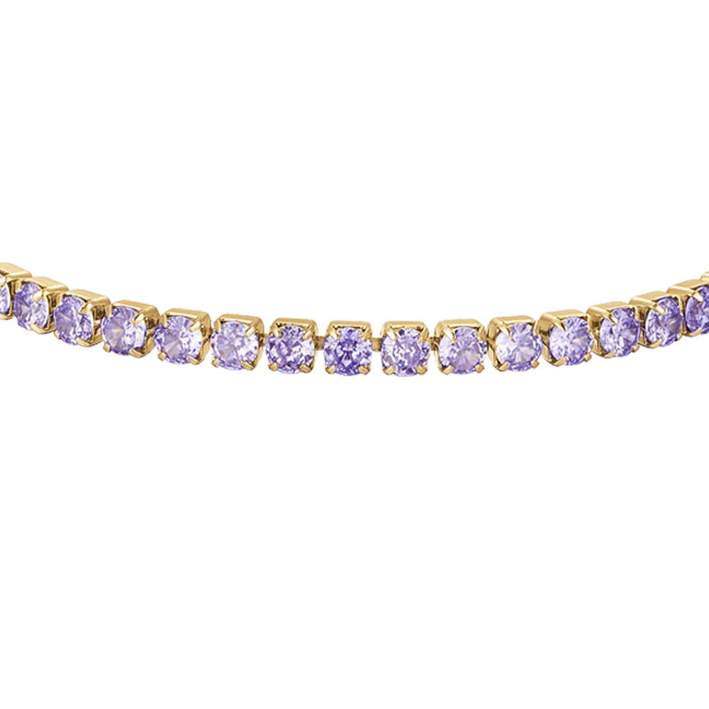 Bracciale Tennis Luca Barra Acciaio Pvd Oro Cristalli Viola