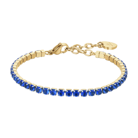 Bracciale Tennis Luca Barra Acciaio Pvd Oro Cristalli Blu