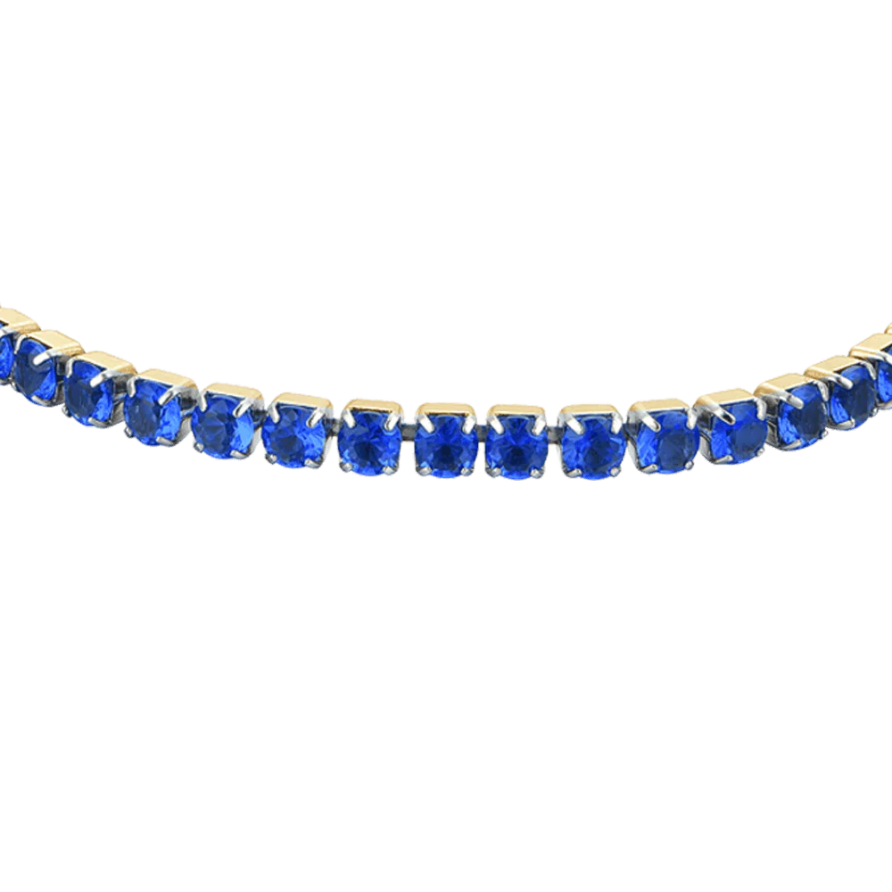 Bracciale Tennis Luca Barra Acciaio Pvd Oro Cristalli Blu
