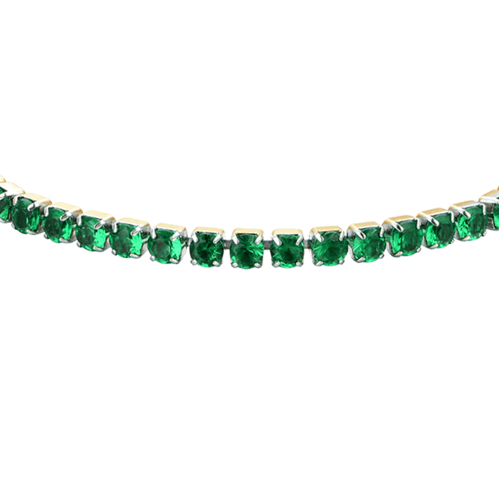 Bracciale Tennis Luca Barra Acciaio Pvd Oro Cristalli Verdi