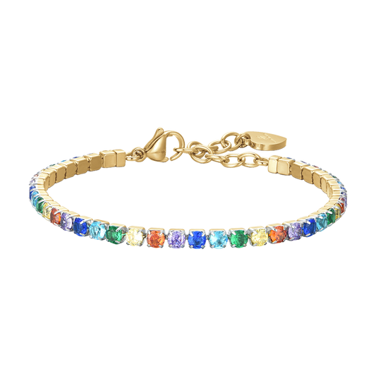 Bracciale Luca Barra Tennis Pvd Oro Cristalli Multicolor