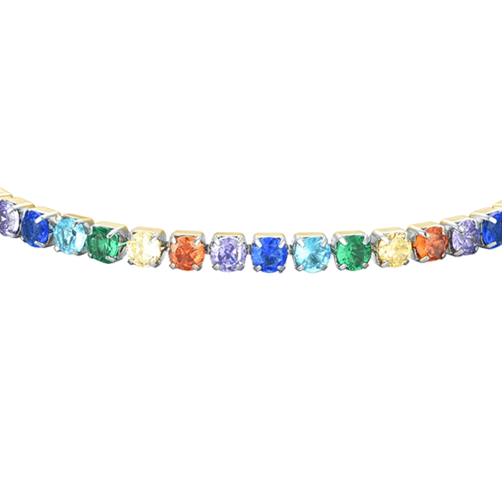 Bracciale Luca Barra Tennis Pvd Oro Cristalli Multicolor
