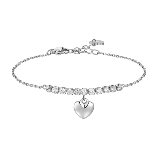 Bracciale Luca Barra Acciaio Centrale Cristalli e Charm Cuore