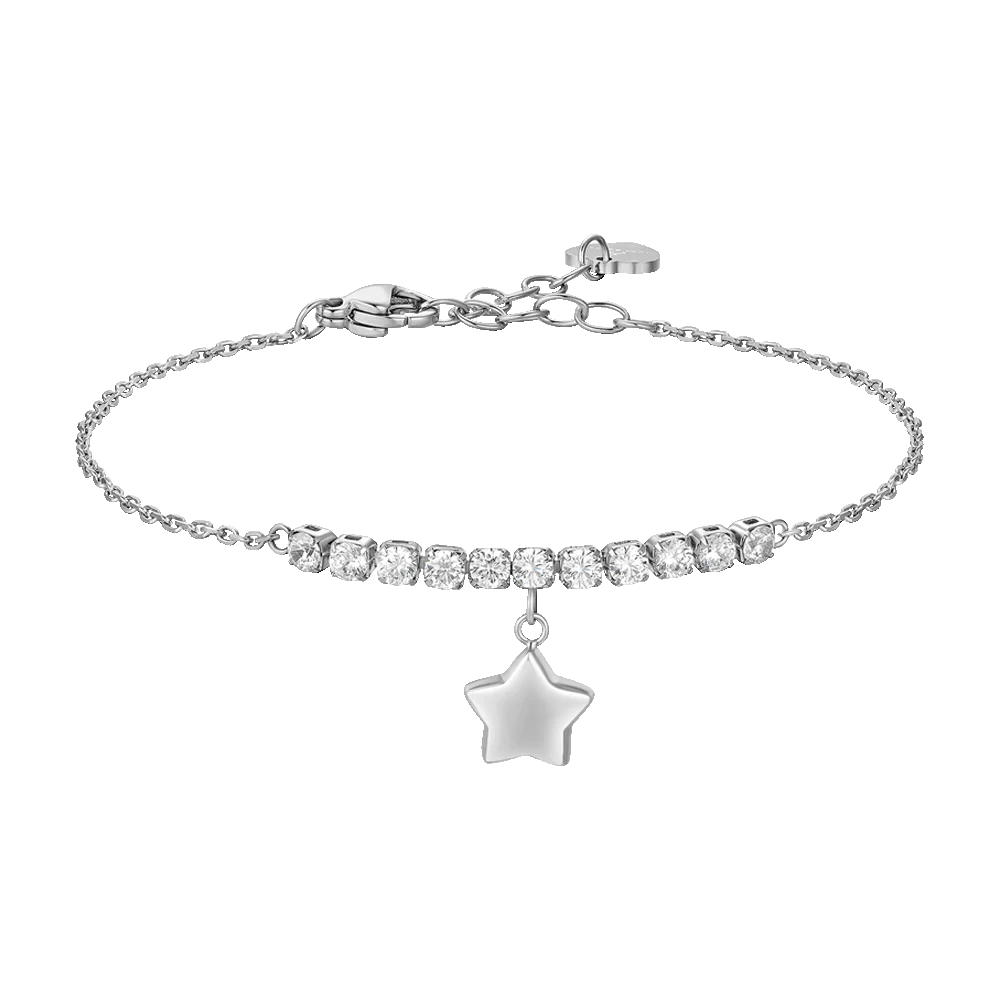Bracciale Luca Barra Acciaio Centrale Cristalli e Charm Stella
