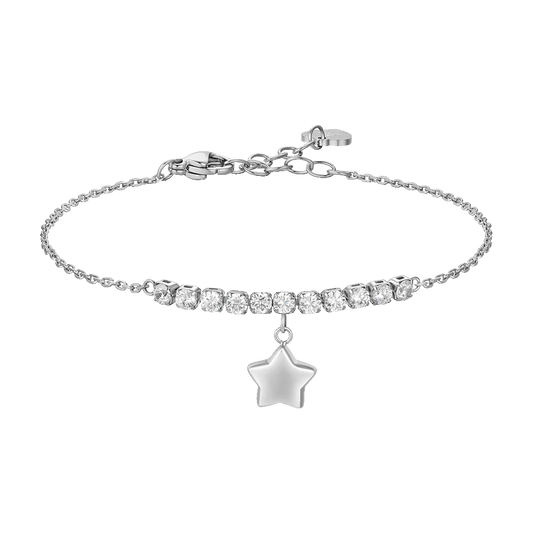 Bracciale Luca Barra Acciaio Centrale Cristalli e Charm Stella