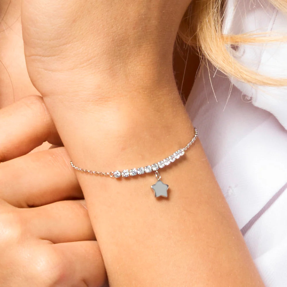 Bracciale Luca Barra Acciaio Centrale Cristalli e Charm Stella