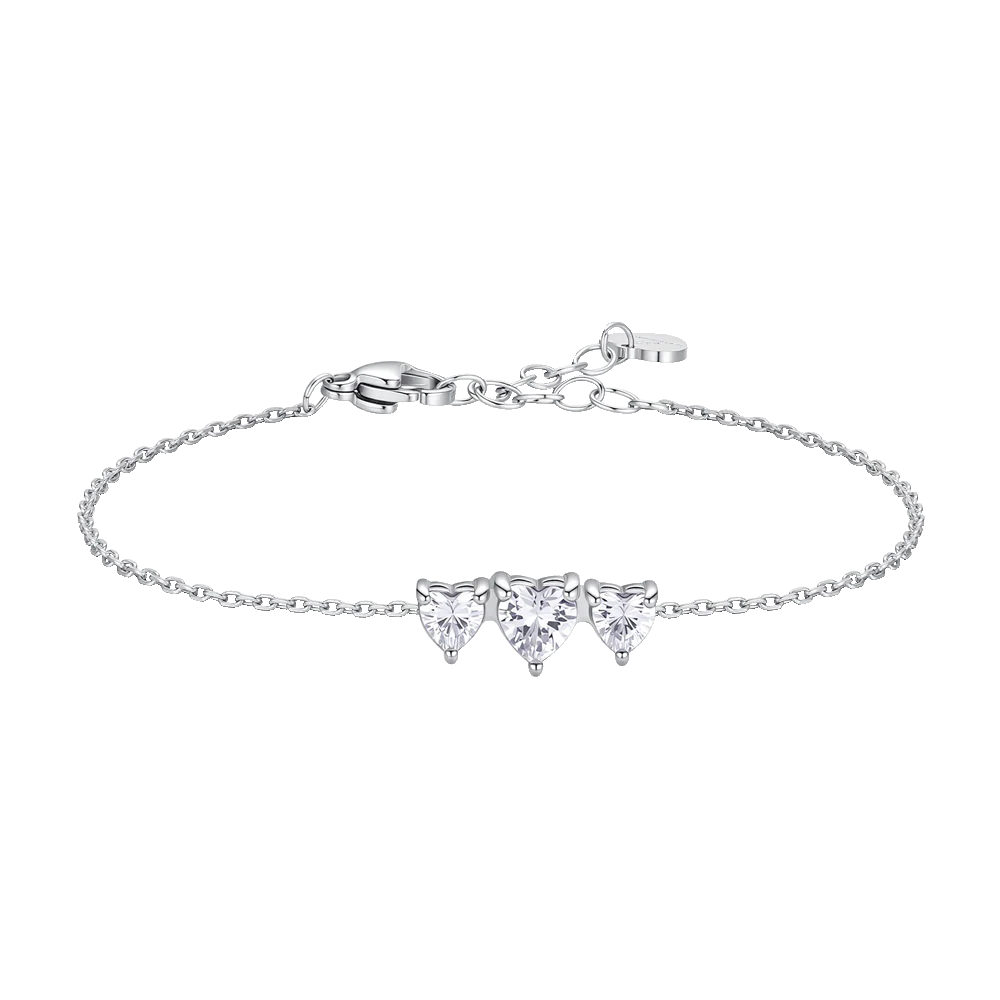 Bracciale Luca Barra Acciaio Cristalli Centrali Taglio Cuore