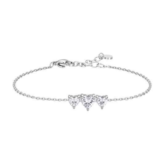 Bracciale Luca Barra Acciaio Cristalli Centrali Taglio Cuore