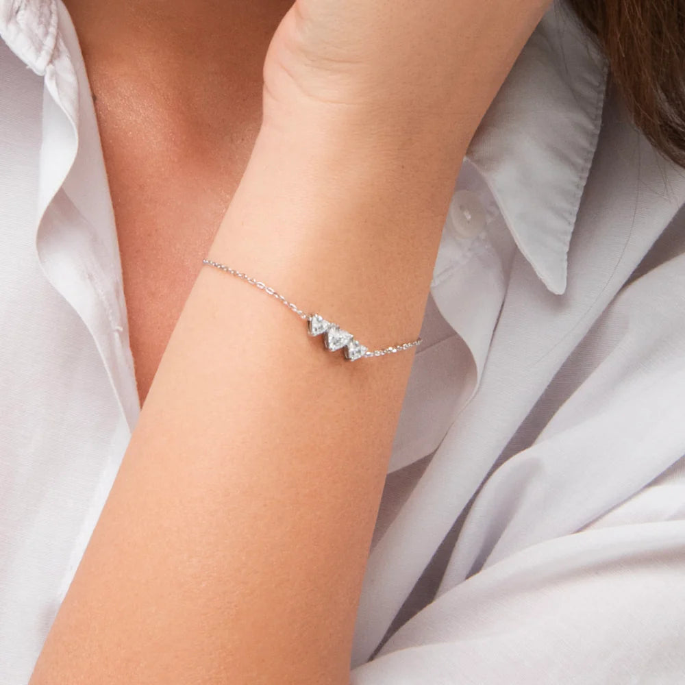 Bracciale Luca Barra Acciaio Cristalli Centrali Taglio Cuore