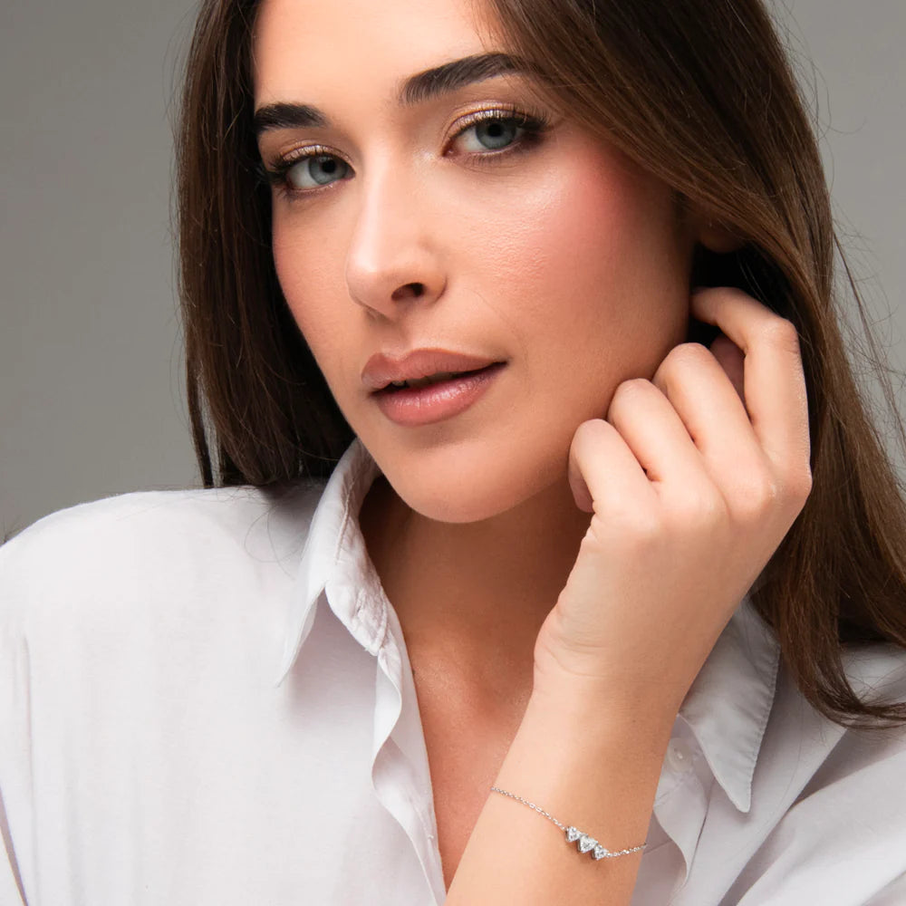 Bracciale Luca Barra Acciaio Cristalli Centrali Taglio Cuore