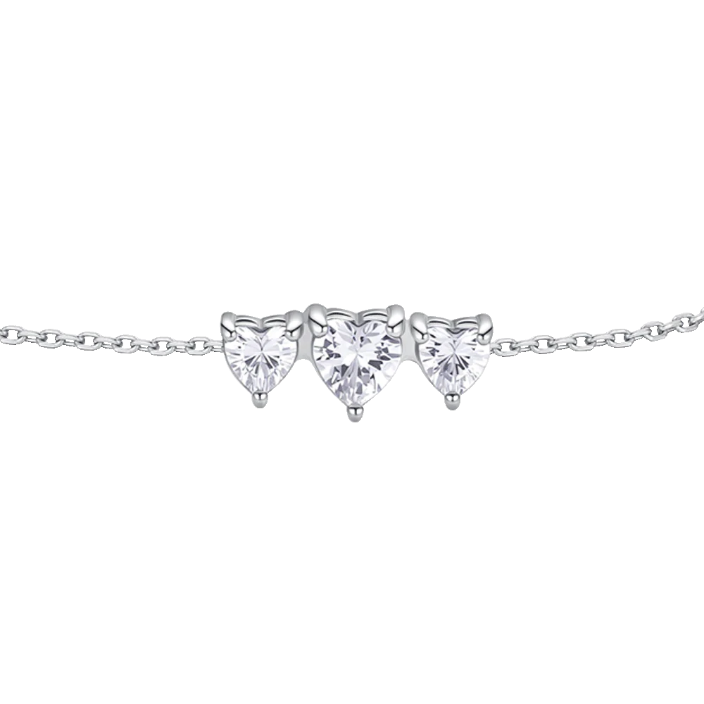 Bracciale Luca Barra Acciaio Cristalli Centrali Taglio Cuore