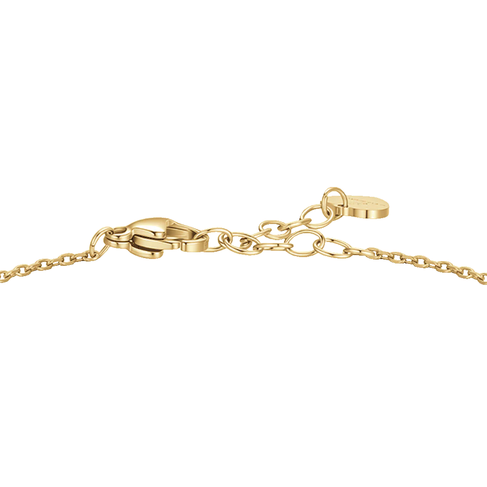 Bracciale Luca Barra Acciaio Pvd Oro Cristalli Centrali Taglio Cuore