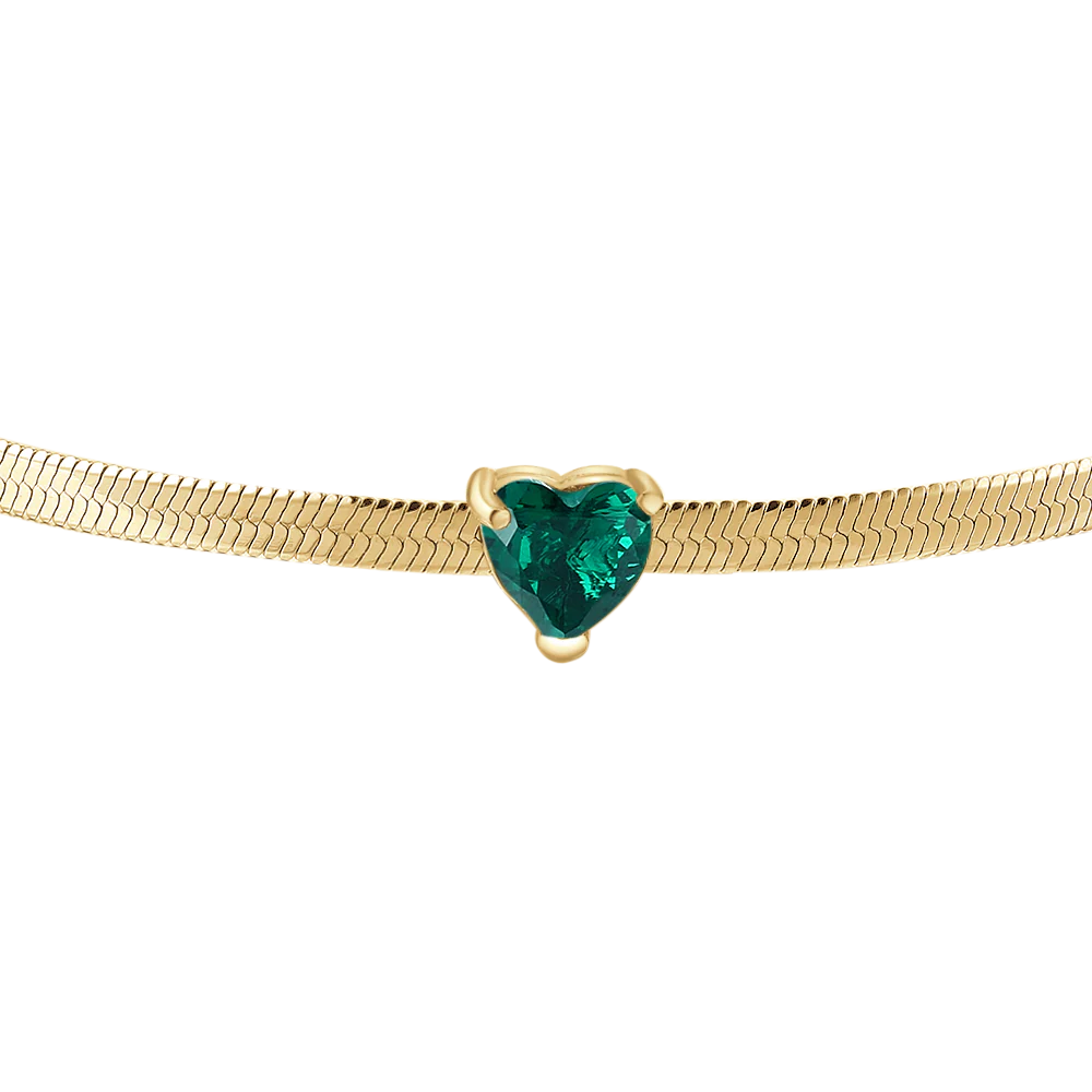 Bracciale Luca Barra Pvd Oro Maglia Snake Cristallo Verde Cuore Centrale