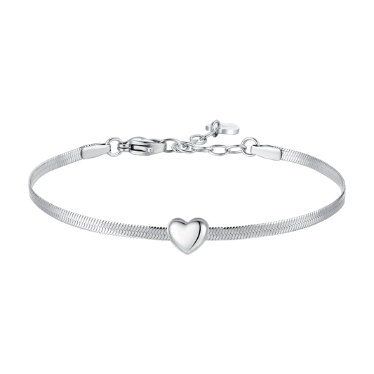Bracciale Luca Barra Acciaio Maglia Snake e Cuore Centrale
