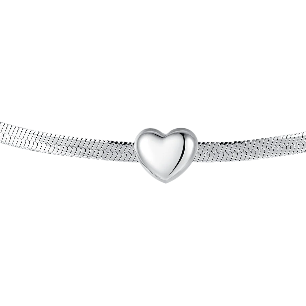 Bracciale Luca Barra Acciaio Maglia Snake e Cuore Centrale