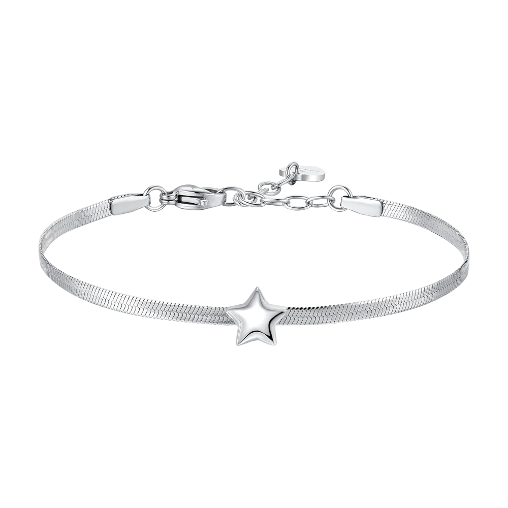 Bracciale Luca Barra Acciaio Maglia Snake Stella Centrale