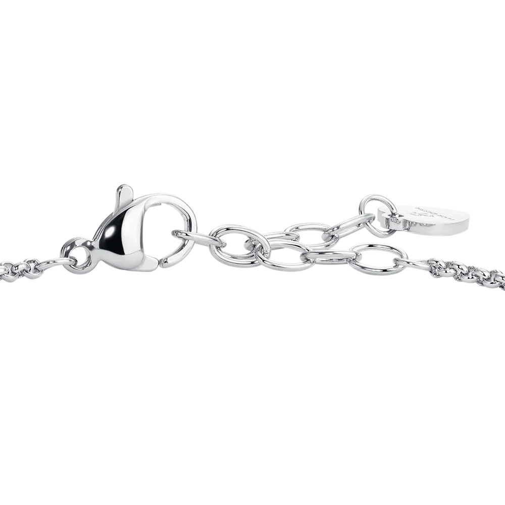 Bracciale Luca Barra Acciaio Punti Luce Cristalli Verdi con Rondella Centrale