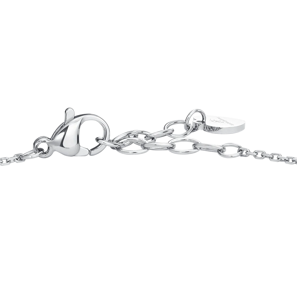 Bracciale Luca Barra Acciaio Punti Luce Cristalli Verdi + Fiore Centrale