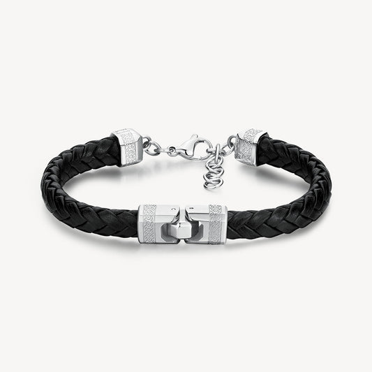 Bracciale Brosway Knocker Uomo In Pelle Sintetica Nera