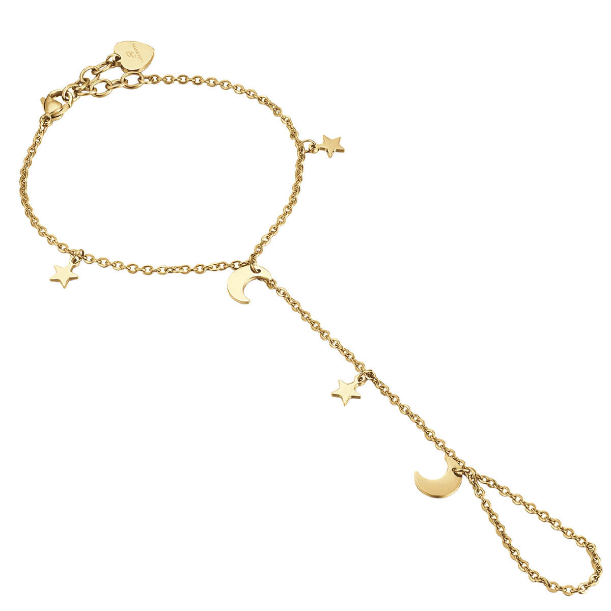 Baciamano Luca Barra Pvd Oro Con Charms Stelle e Lune