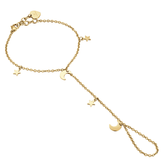 Baciamano Luca Barra Pvd Oro Con Charms Stelle e Lune