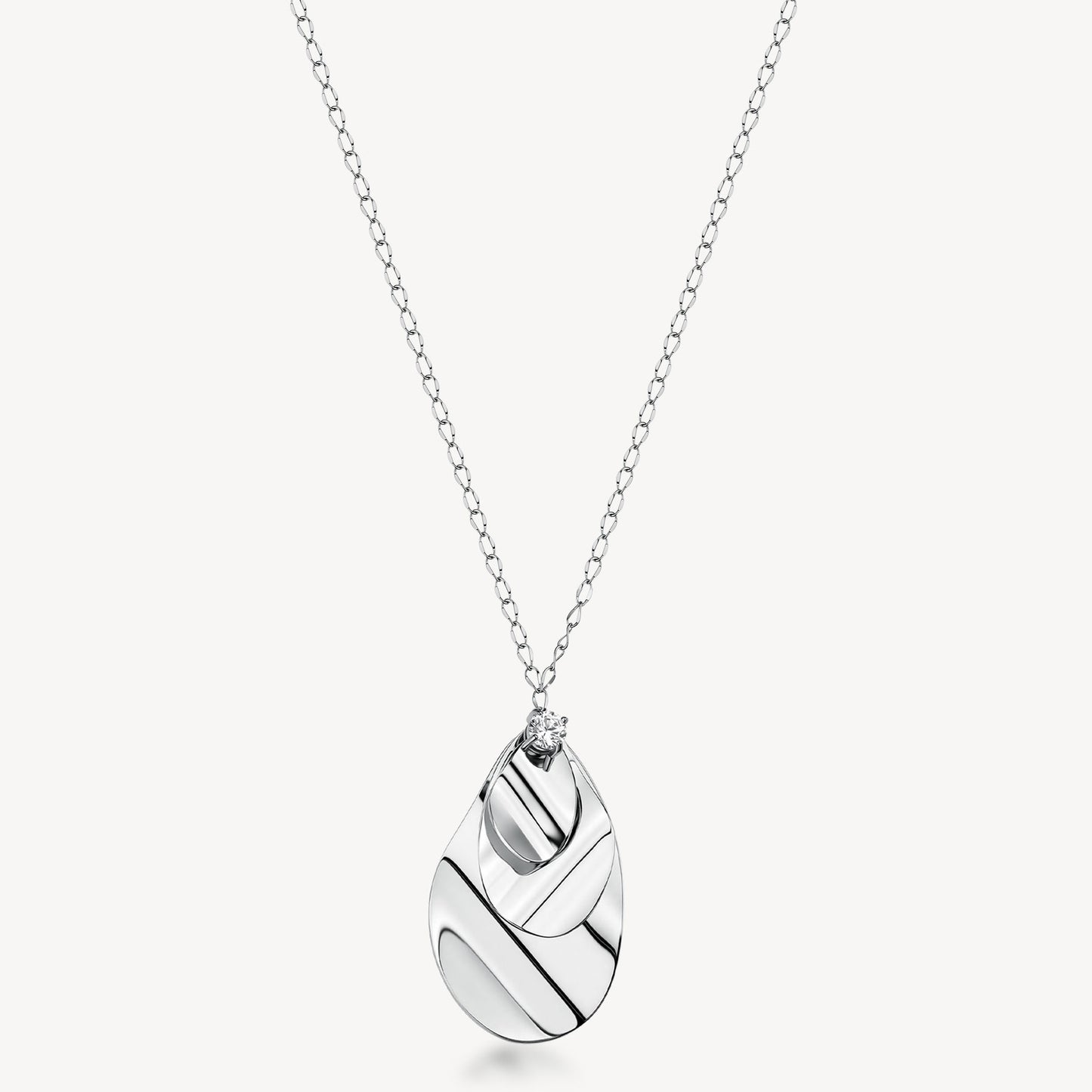 Collana Brosway Bloom Acciaio Pendente Tripla Foglia e Cristallo
