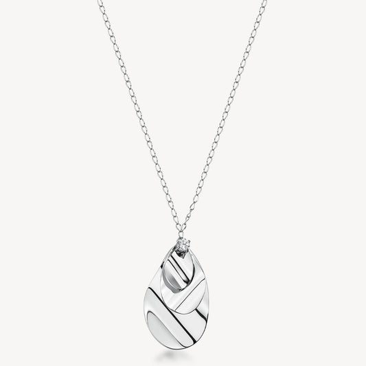 Collana Brosway Bloom Acciaio Pendente Tripla Foglia e Cristallo