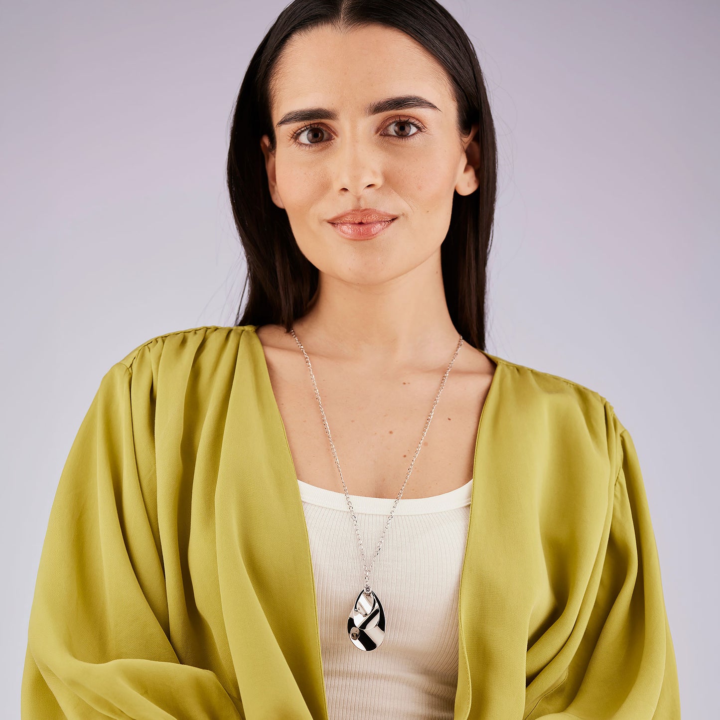 Collana Brosway Bloom Acciaio Pendente Tripla Foglia e Cristallo