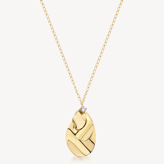 Collana Brosway Bloom Pvd Oro Pendente Tripla Foglia e Cristallo