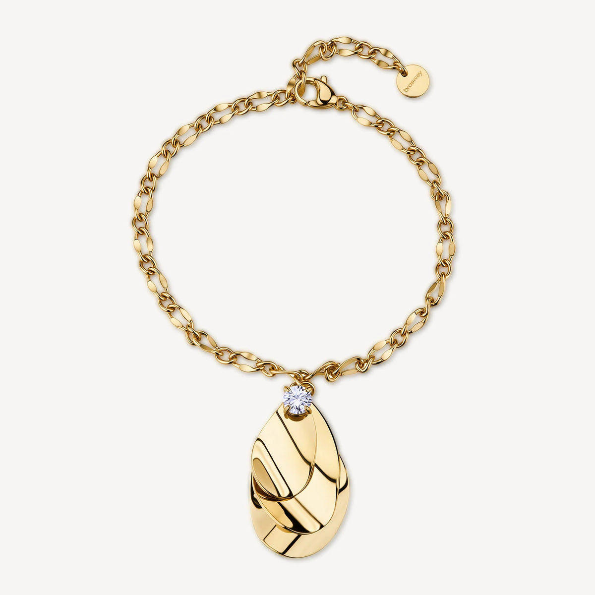 Bracciale Brosway Bloom Pvd Oro Con Charm Tripla Foglia Cristallo