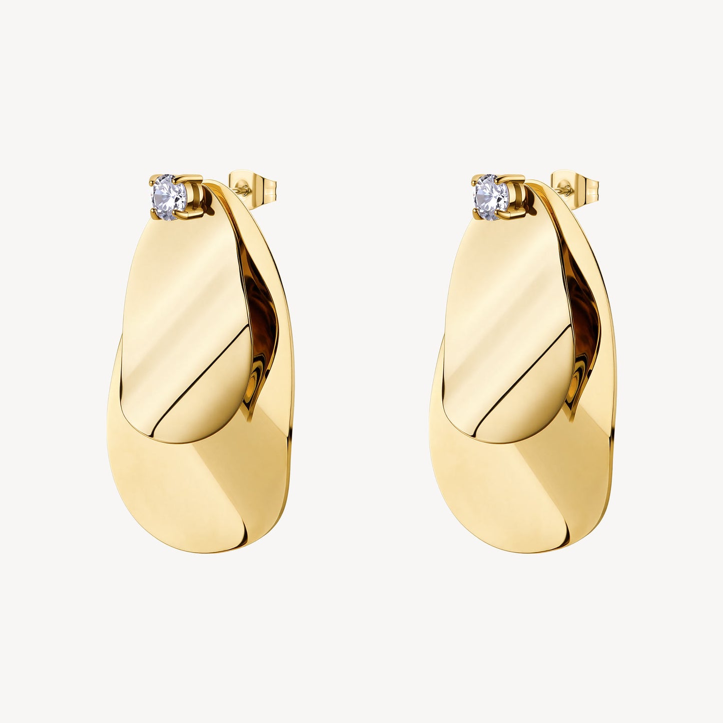 Orecchini Pendenti Brosway Bloom Pvd Oro Doppia Foglia Con Cristallo