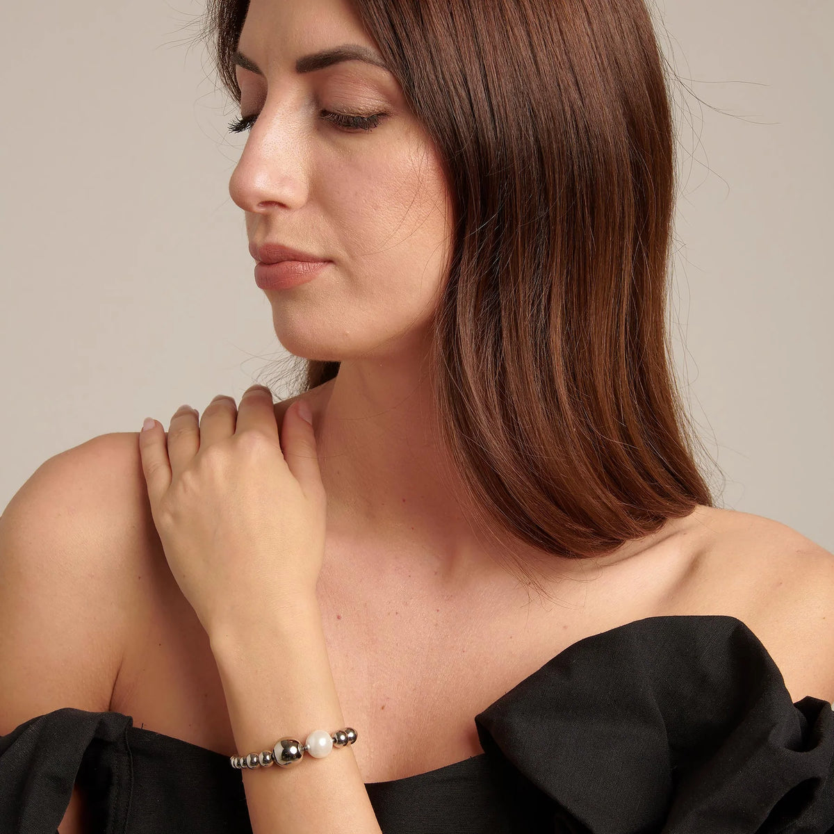 Bracciale Brosway Perfect A Sfere Decrescere In Acciaio Con 1 Perla