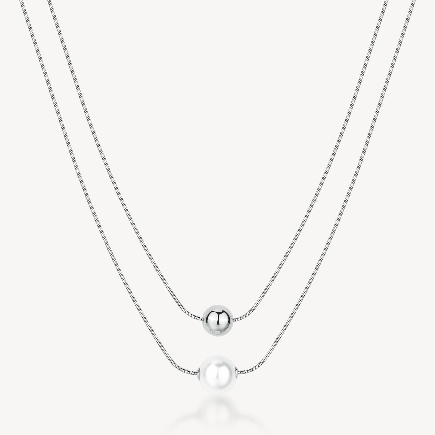 Collana Girocollo 2 Fili Brosway Perfect Acciaio Sfera e Perla