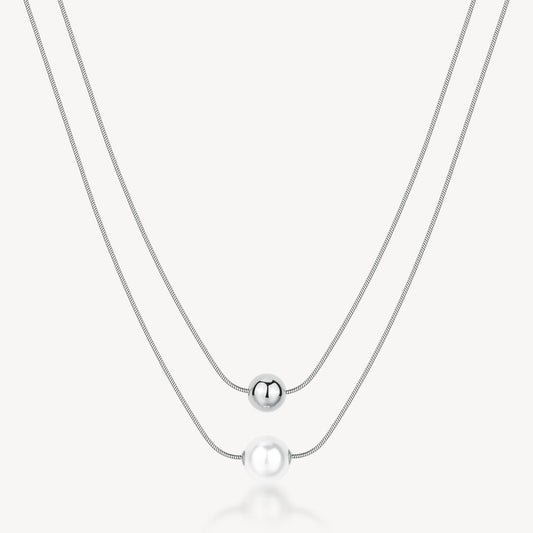 Collana Girocollo 2 Fili Brosway Perfect Acciaio Sfera e Perla