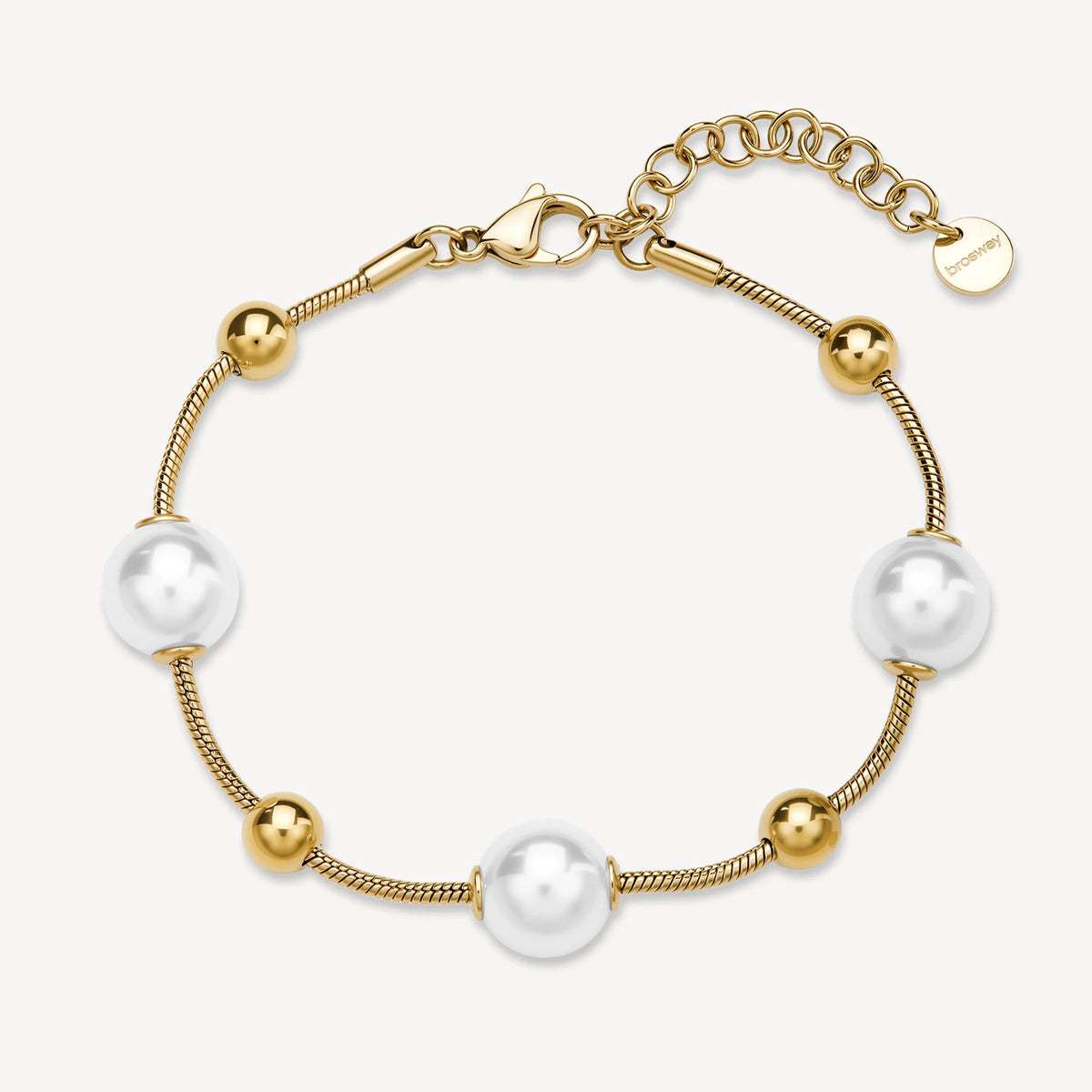 Bracciale Brosway Perfect Coda Di Topo Pvd Oro Con Sfere E Perle
