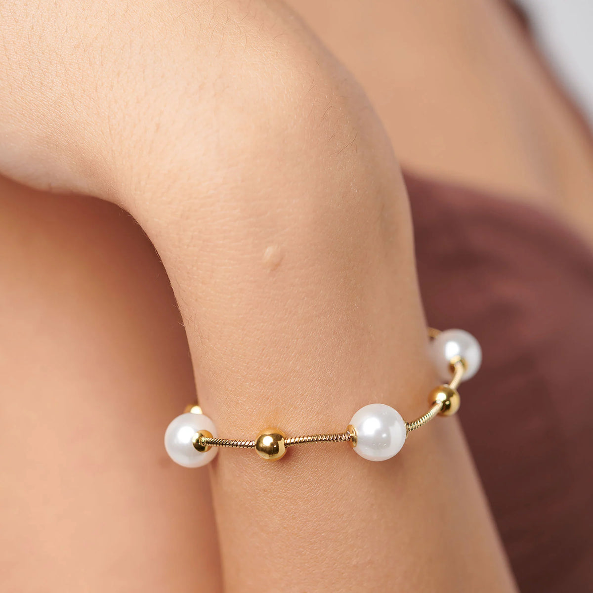 Bracciale Brosway Perfect Coda Di Topo Pvd Oro Con Sfere E Perle