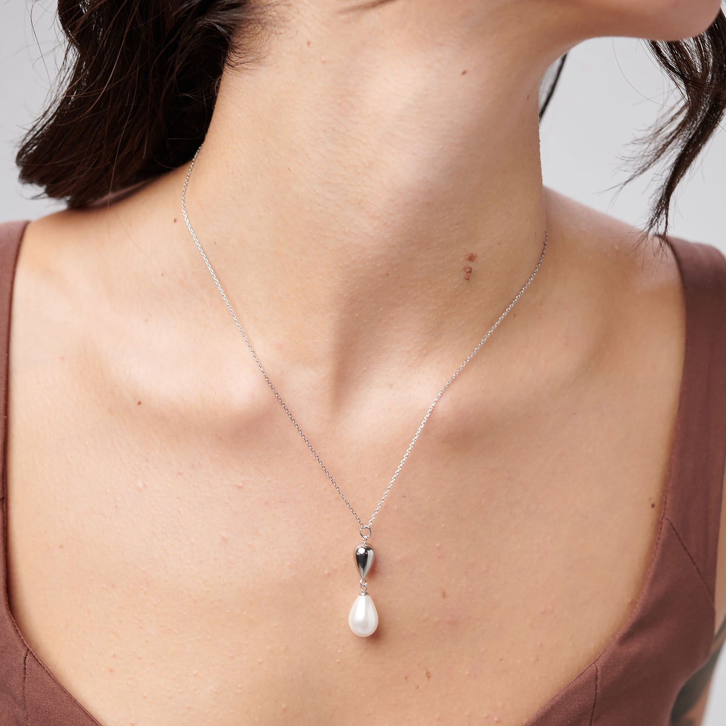 Collana Brosway Perfect Acciaio Pendente Goccia e Perla
