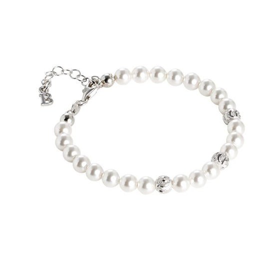 Bracciale Boccadamo Perle Argento e 3 Sfere Diamantate