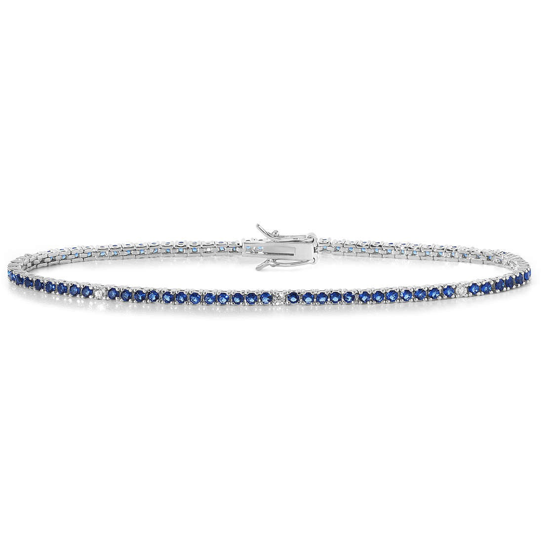 Bracciale Tennis Comete Argento Cristalli Alternati Zaffiro - Misura 17 cm