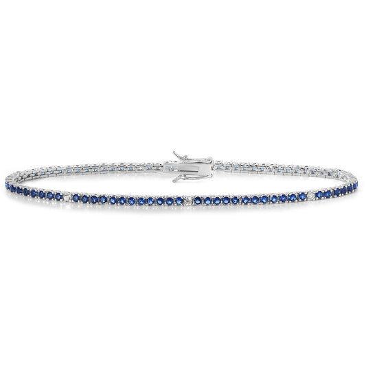 Bracciale Tennis Comete Argento Cristalli Alternati Zaffiro - Misura 17 cm
