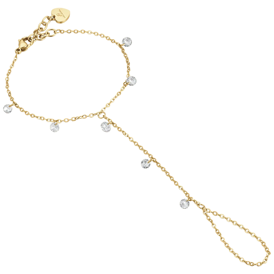 Baciamano Luca Barra Pvd Oro Con Charms Cristalli